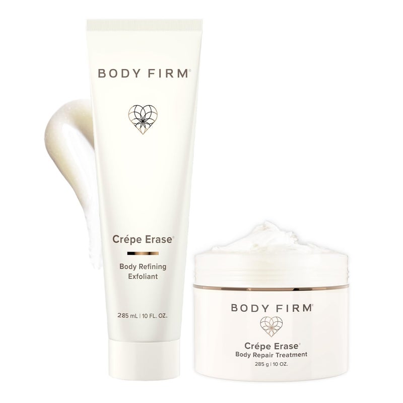 Body Firm Crepe Erase 2-Step Treatment, Anti Aging Face, Neck and Body Care With Aha Bha Pre-Exfoliator & Firming Cream, Hydration & Collagen Support, Gentle Skin Care for Women, 10 Oz - Image 1